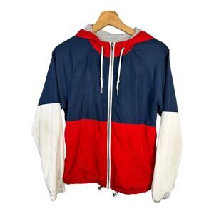 Zine H&M Womens Size Medium Lightweight Colorblock Hooded Jacket Windbreaker